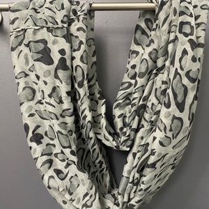 Grey Leopard Print Infinity Scarf